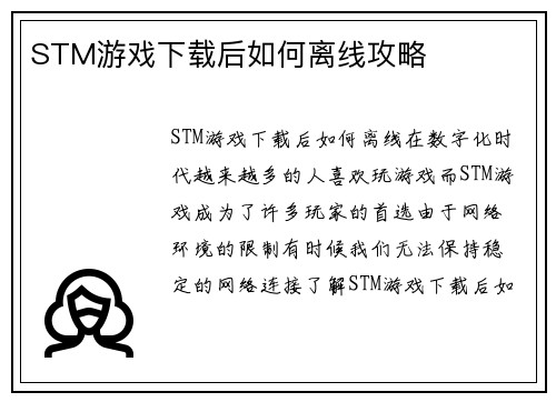 STM游戏下载后如何离线攻略